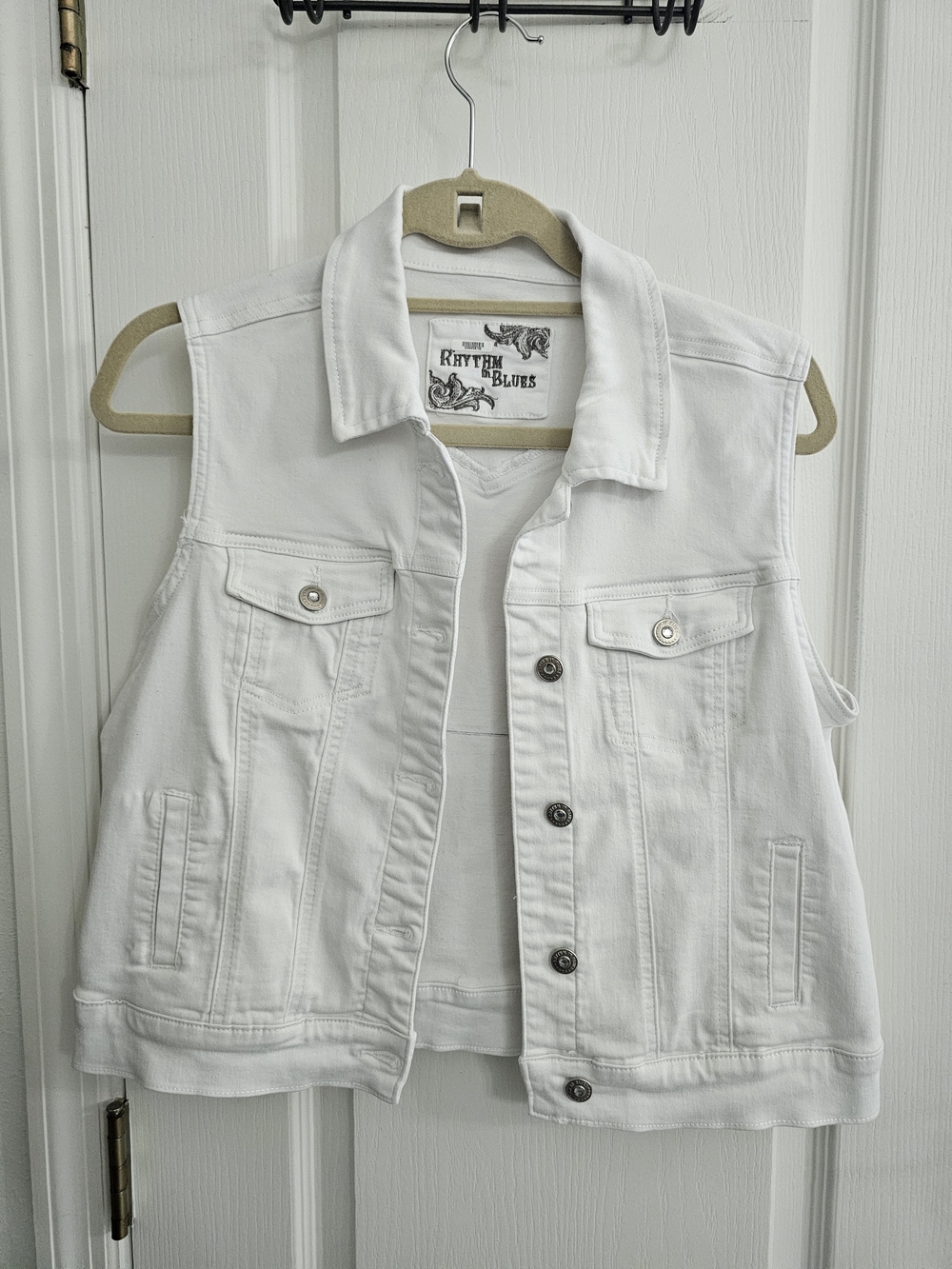 Rhythm. White Denim Sleeveless Vest